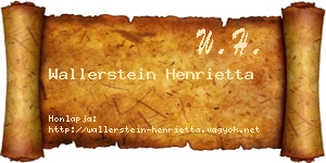 Wallerstein Henrietta névjegykártya